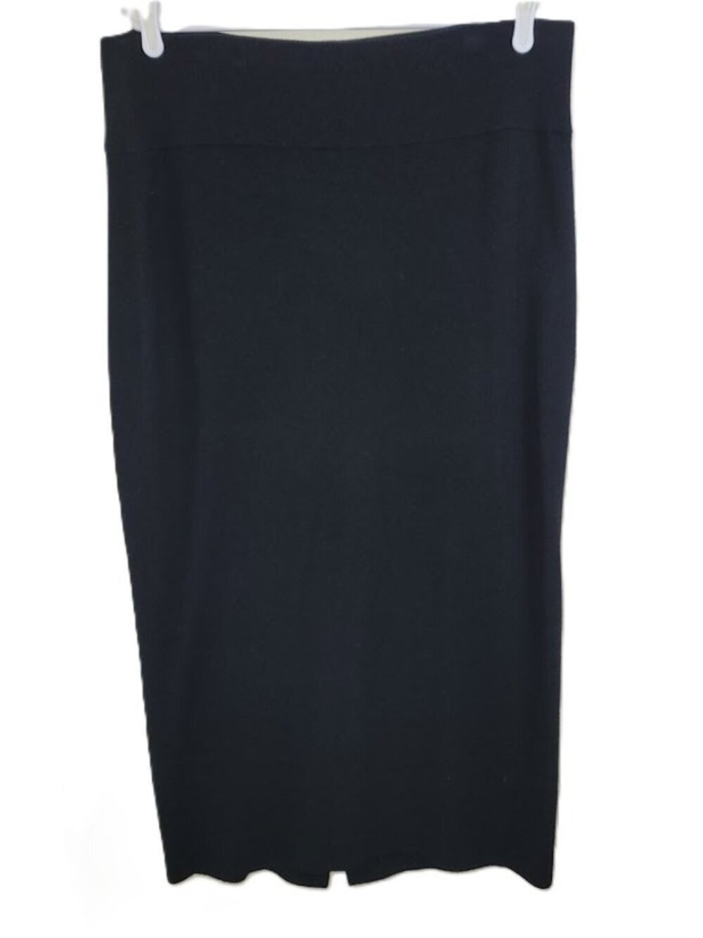 Eileen Fisher Wool Blend Pencil Skirt Midi Length Black Knit Women's Size L